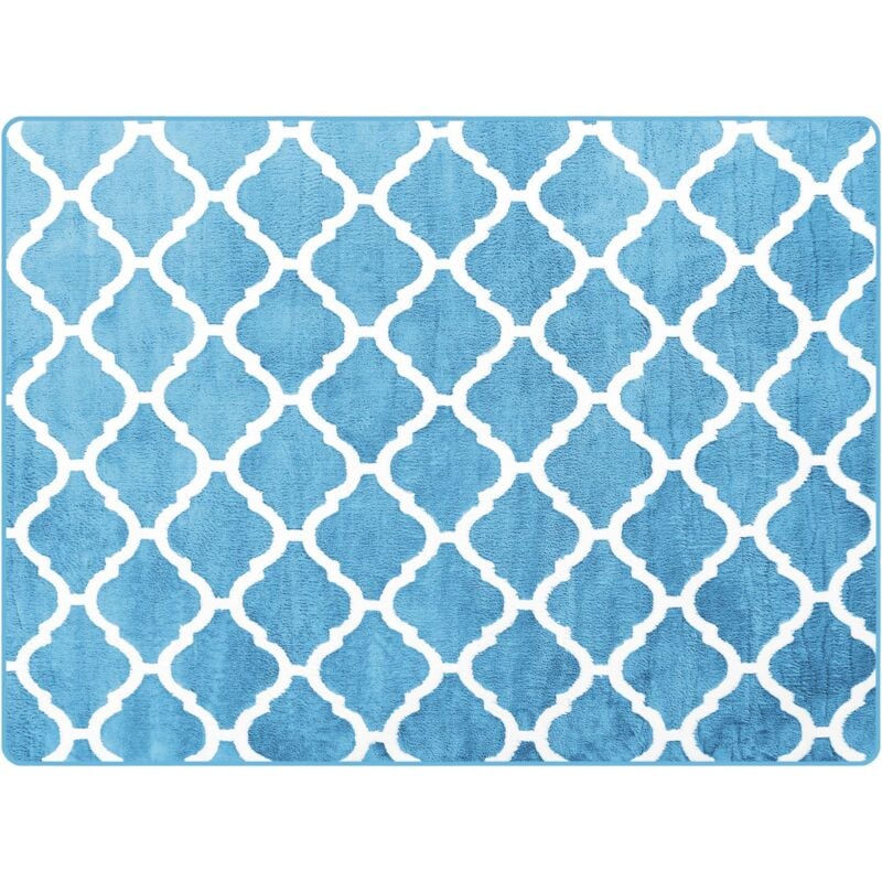 foto del prodotto tappeto peluche trifoglio blu 140x200
