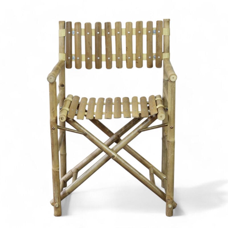 foto del prodotto sedia regista marrone in legno bamboo 60x44xh88