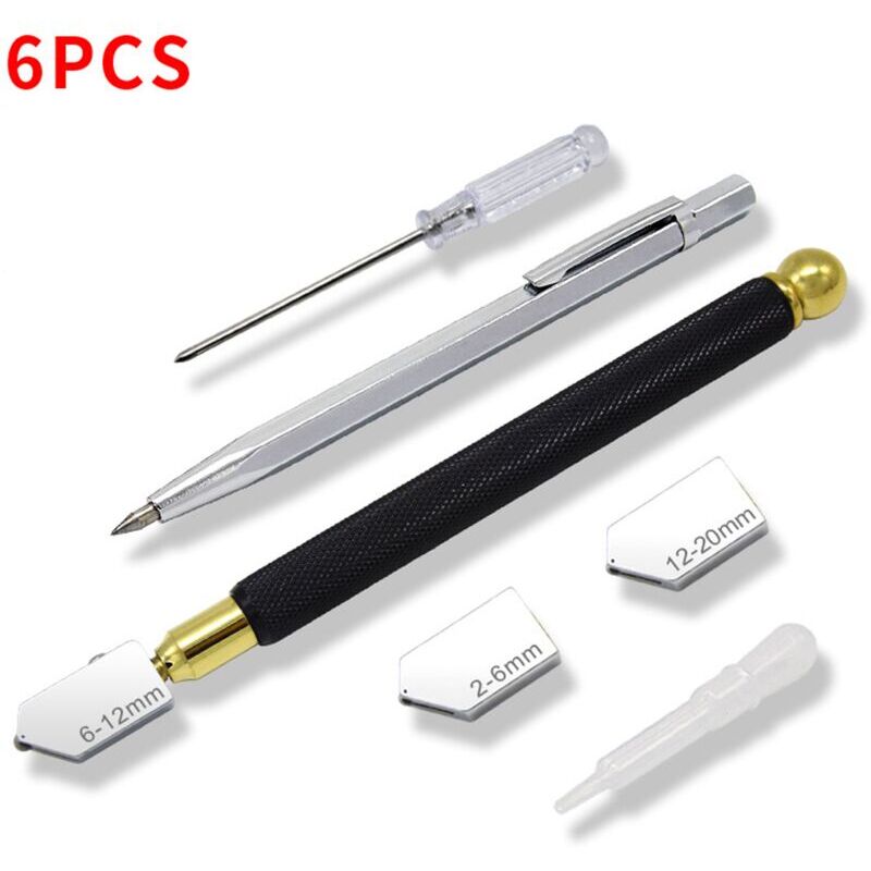 foto del prodotto dk tagliavetro professionale, utensile per il taglio del vetro, rotella in carburo di tungsteno lubrificato, taglia vetro da 3 12 mm, specchio,