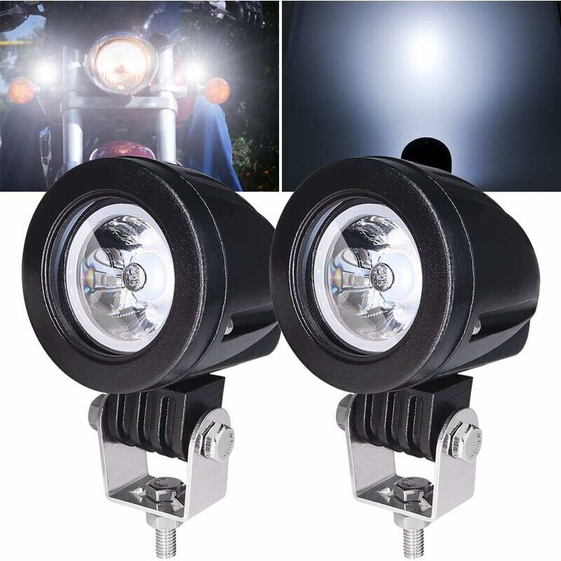 foto del prodotto pezzi 10w led bianco moto fendinebbia, 3 pollici led moto faro luce supplementare moto fendinebbia impermeabile faretto, adatto per 12 24v moto bici