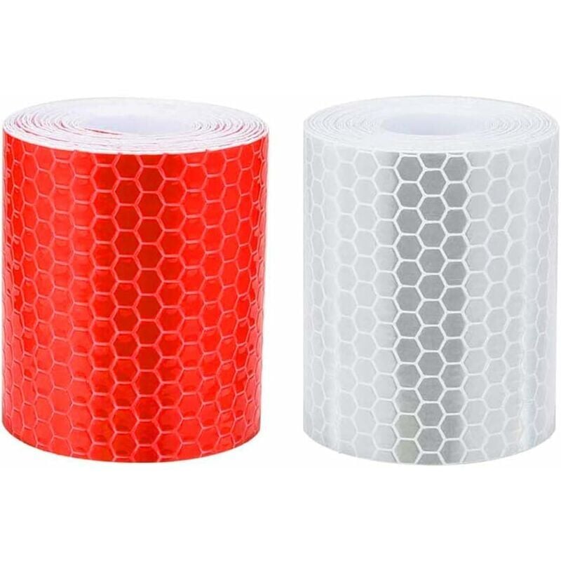 foto del prodotto striscia riflettente, 2 pezzi. 5cm 3 metri nastro riflettente adesivo adesivo alta visibilit per veicoli auto rimorchi bici caschi bianco e rosso
