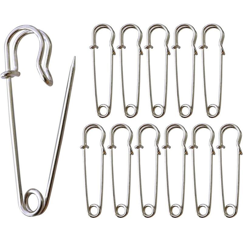 foto del prodotto spille da balia grandi, spille da balia grandi da 12 pezzi, spille da balia extra grandi da 63 mm, spille da balia, spille da balia per kilt,
