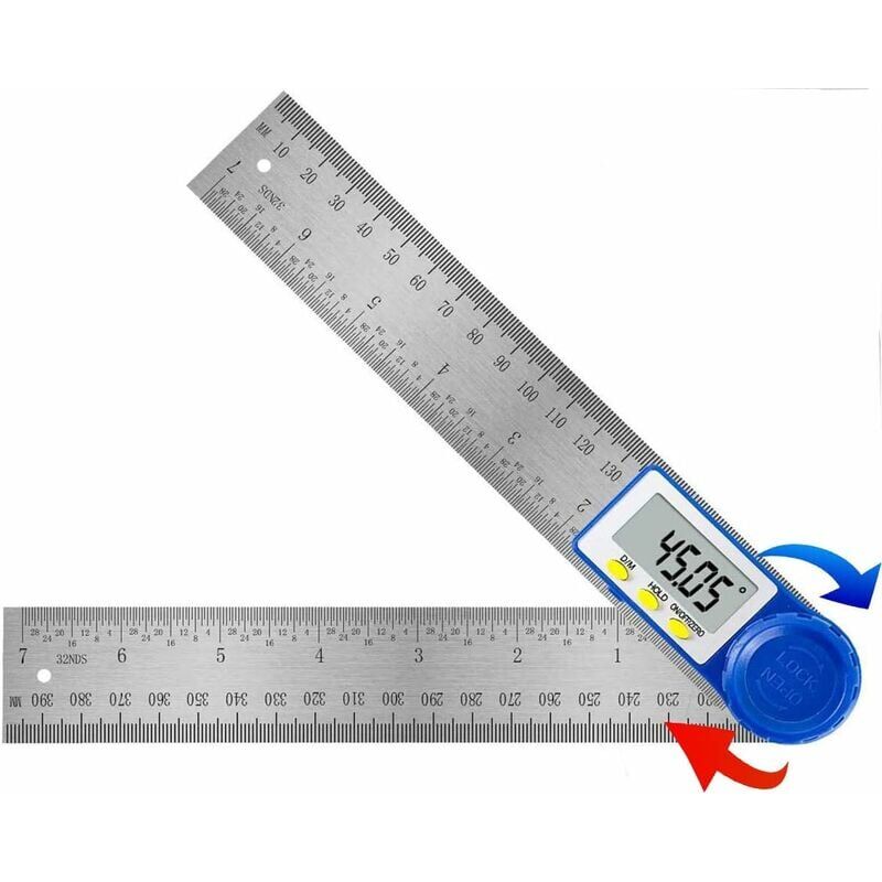 immagine 0 del prodotto righello e goniometro digitale per angoli, righello angolare in acciaio inossidabile per falegname e smusso, campo di misurazione a 360 , righello in