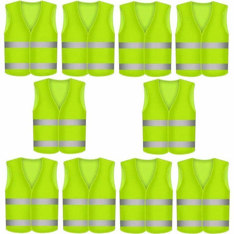 foto del prodotto gilet di sicurezza riflettenti ad alta visibilit confezione da 10 gilet riflettenti gialli per visibilit in bicicletta, moto e auto