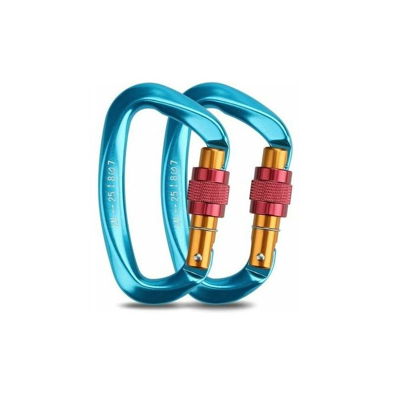 immagine 0 del prodotto moschettoni da arrampicata, 2 confezioni di moschettoni autobloccanti in acciaio inossidabile e alluminio con anello a d per arrampicata, discesa in
