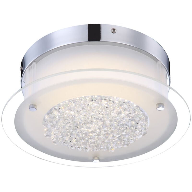 foto del prodotto globo plafoniera led plafoniera cristalli soggiorno plafoniera con paralume in vetro satinato, metallo cromato, 1x led 12w 1320 lm bianco caldo,