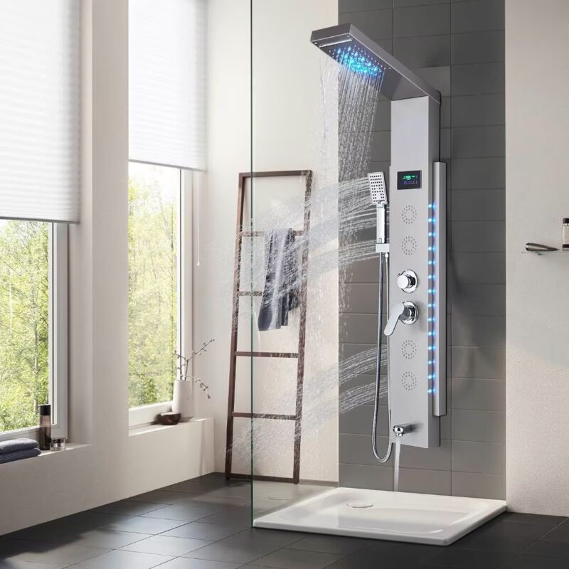 immagine 0 del prodotto onyzpily pannello doccia idromassaggio per vasca con 5 in 1 funzioni led colonna doccia set in 304 acciaio inox con display lcd, miscelatore vasca