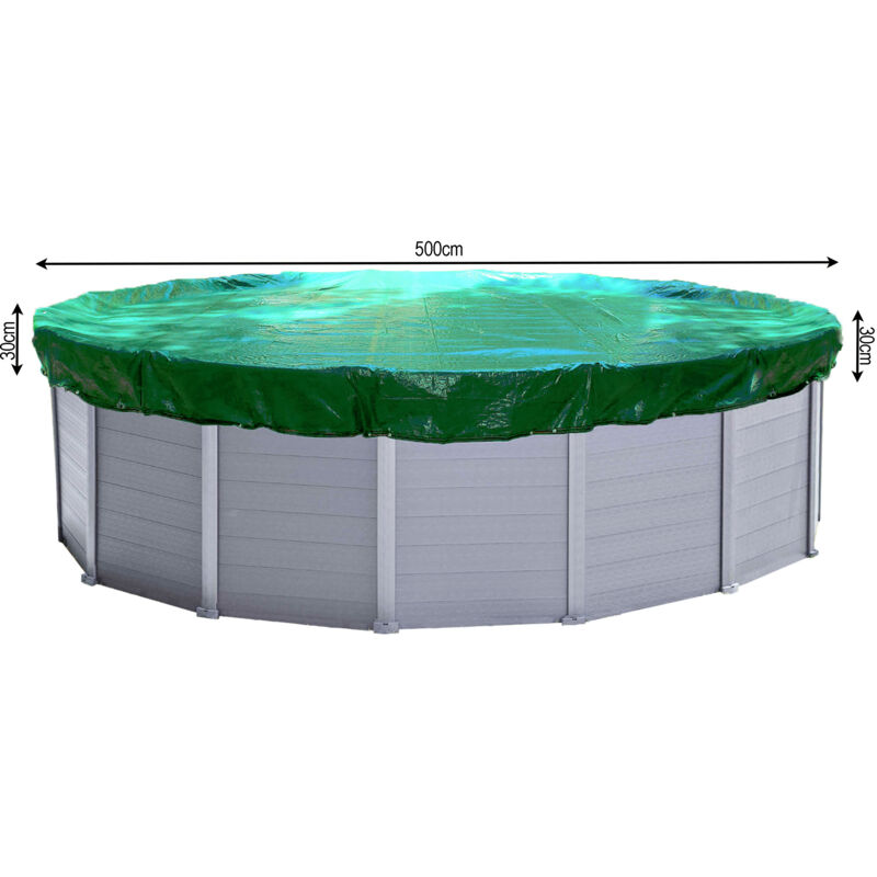 foto del prodotto copertura invernale per piscina rotonda 200g m per dimensioni piscina 460 500 cm dimensioni tela cerata 560 cm verde