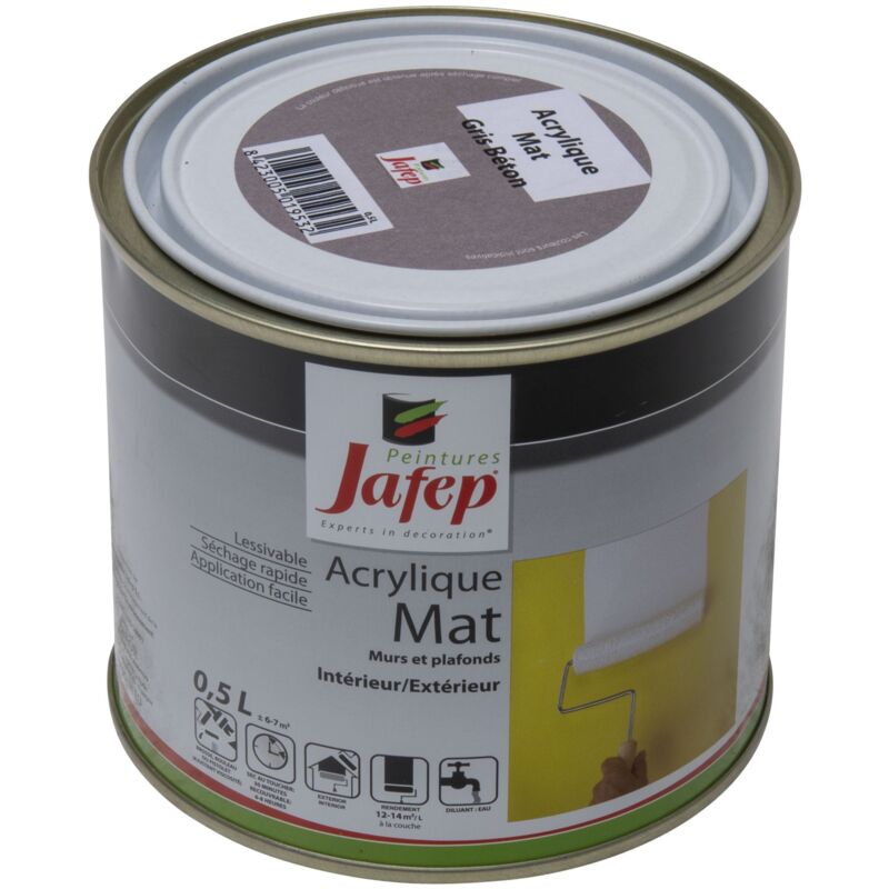 foto del prodotto pittura acrilica opaca grigio cemento jafep 0,5 l