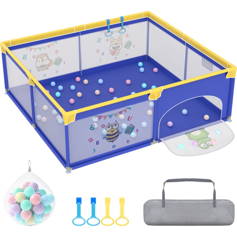 foto del prodotto hengmei 180x150cmx68cm baby playpen playpen pieghevole playpen gattonare playpen baby con 50 palle oceano, polsino di formazione, rete traspirante