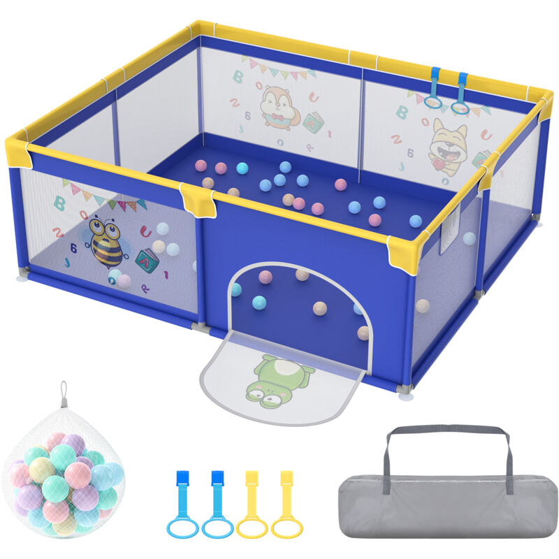foto del prodotto hengmei 200x180cmx68cm baby playpen playpen pieghevole playpen baby playpen con 50 palline dell oceano, polsino per l allenamento, rete traspirante