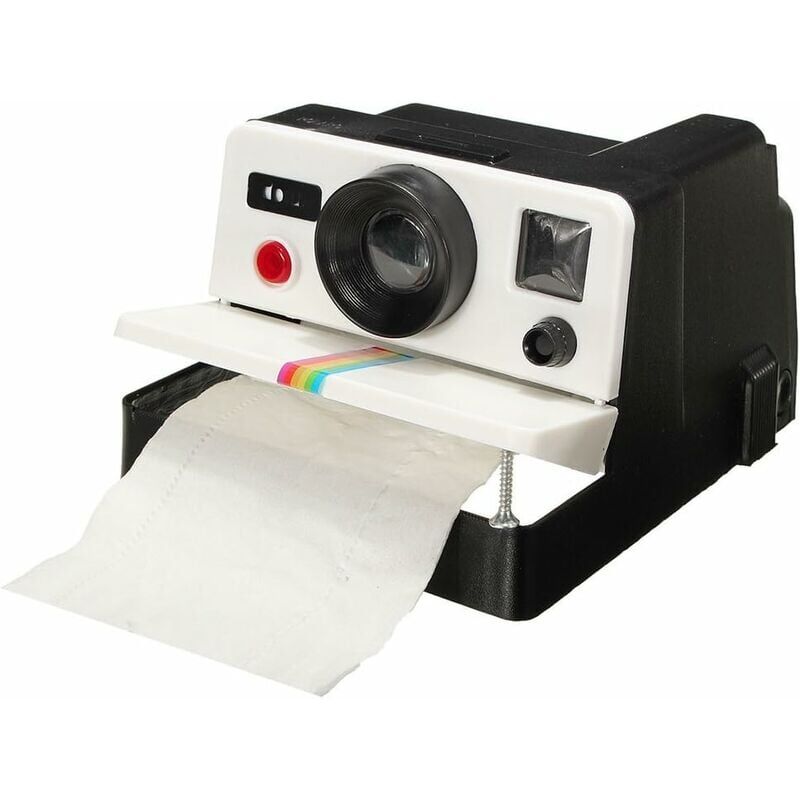 foto del prodotto porta carta igienica a forma di macchina fotografica, scatola per fazzoletti, casa e ufficio, 1 pz.