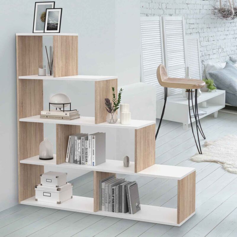foto del prodotto librer a escalera lina blanca y haya