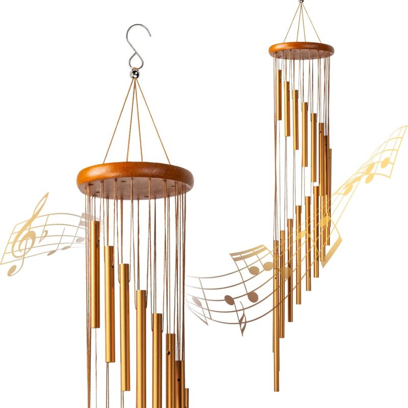 foto del prodotto dk 1 pz carillon a vento da esterno, con tubo in lega di alluminio da 18, carillon a vento mobile da 36 pollici, decorazione per turbina eolica da