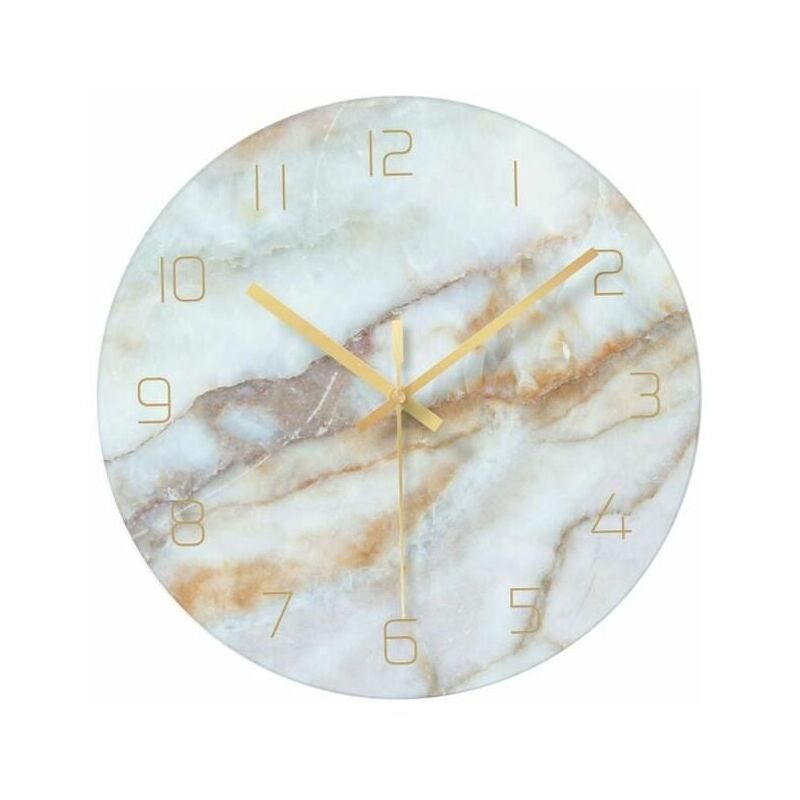 foto del prodotto orologio da parete in vetro di marmo silenzioso per soggiorno, 12 pollici, moderno, antigraffio, in marmo