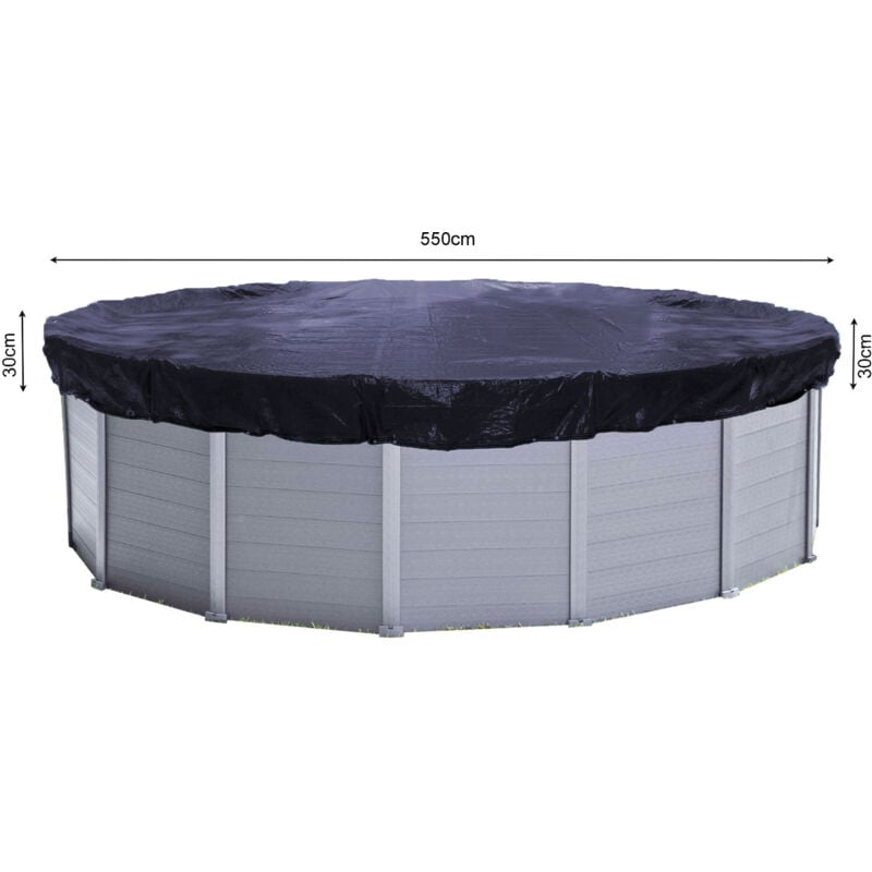 foto del prodotto solare copertura invernale per piscina rotonda 200g m per dimensioni piscina 500 550 cm dimensioni tela cerata 610 cm nero
