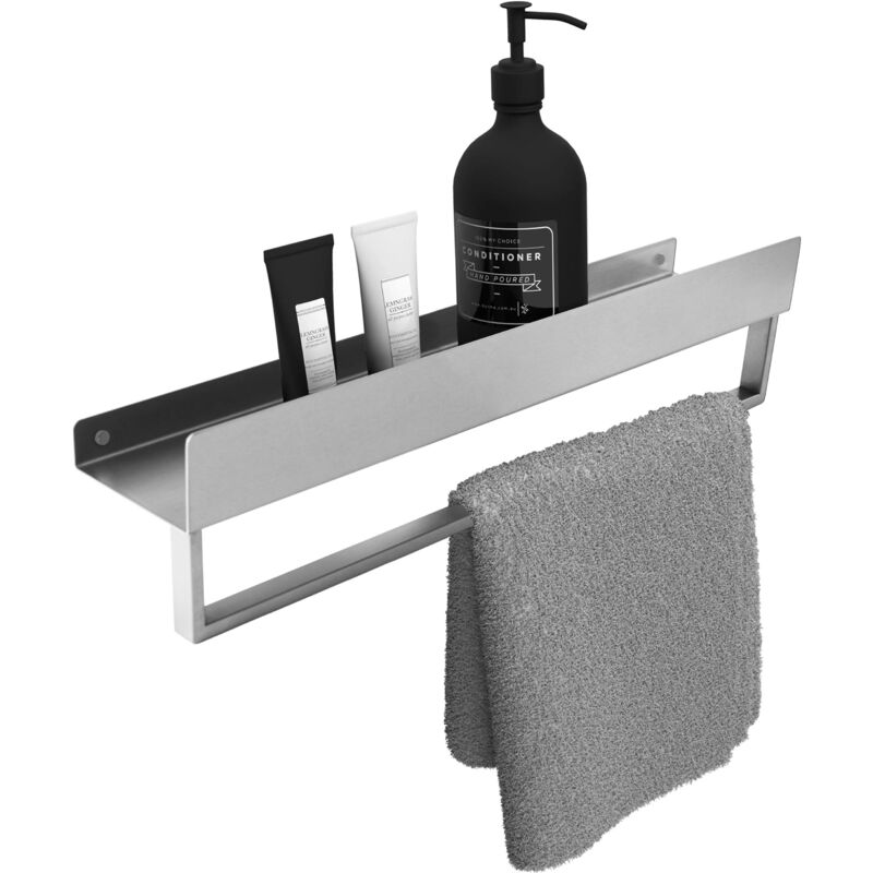 foto del prodotto rea mensola da bagno sf01 450 45cm brush steel