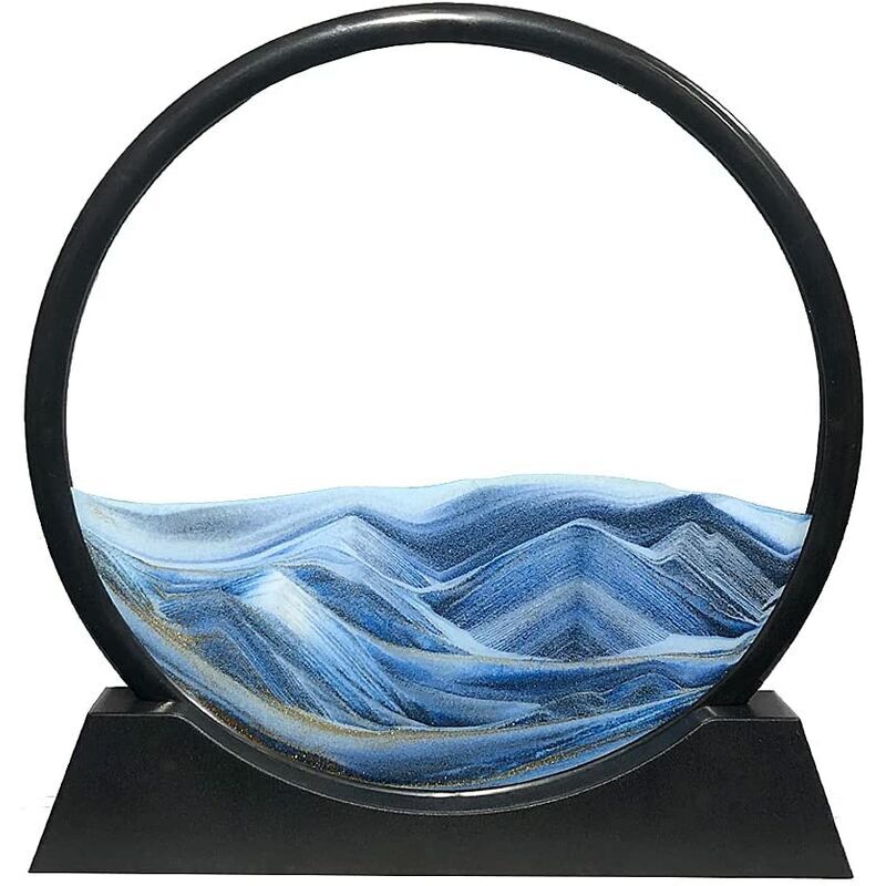 foto del prodotto dk cornice per foto con arte della sabbia in movimento paesaggi di sabbia rotondi in movimento oceano blu arte della sabbia del mare profondo