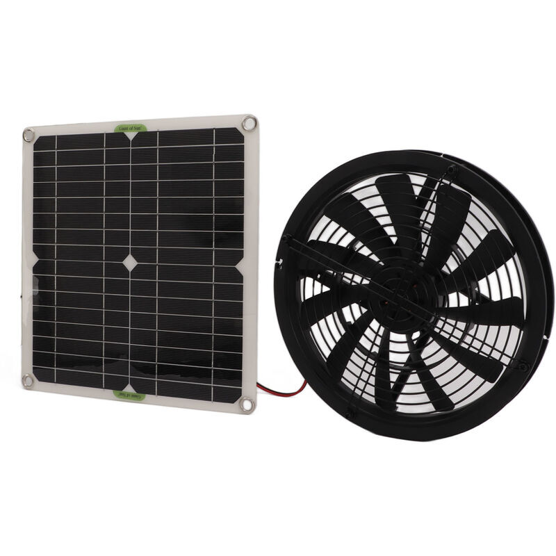 foto del prodotto kit ventola per pannello solare, ventola alimentata da pannello solare da 10 pollici di diametro 12 w per bagno di serre per yacht camper