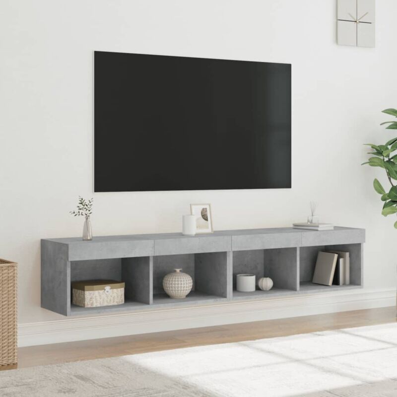 foto del prodotto vidaxl mobili tv con luci led 2pz grigio cemento 80x30x30 cm