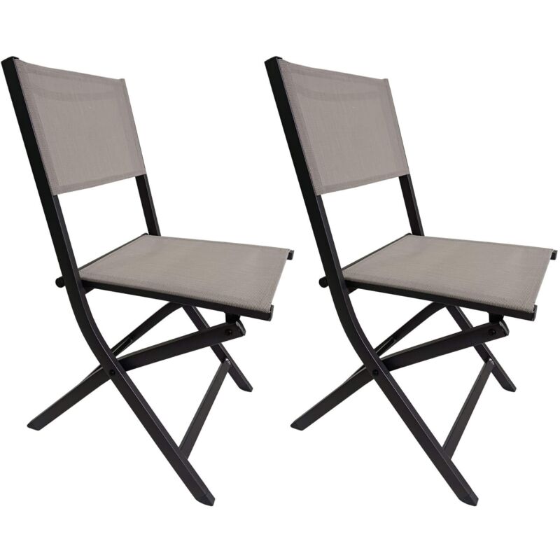 foto del prodotto sedie pieghevoli rebecca mobili murici 84x48x57 alluminio poliestere grigio scuro beige moderno set 2 pezzi da montare