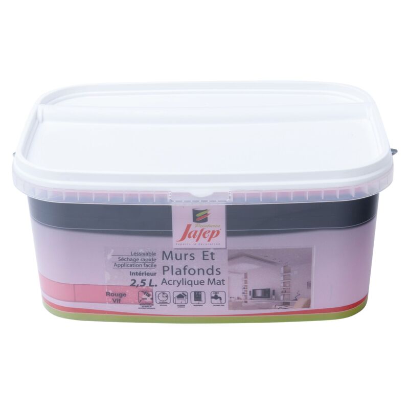 foto del prodotto pittura murale e soffitto acrilica opaca rosso vivo 2,5l jafep