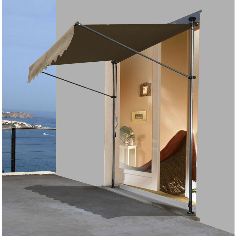 foto del prodotto klemmmarkise 200x130cm beige balkonmarkise sonnenschutz terrassen berdachung h henverstellbar von 200 290cm markise balkon ohne bohren