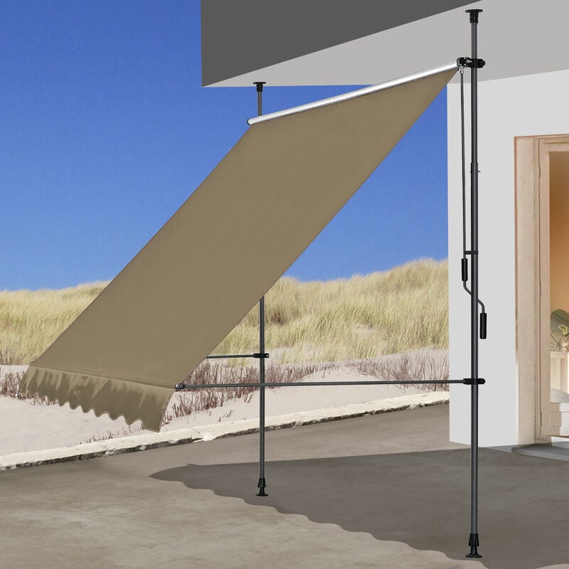 foto del prodotto klemmmarkise 250x130cm beige balkonmarkise sonnenschutz terrassen berdachung h henverstellbar von 200 290cm markise balkon ohne bohren
