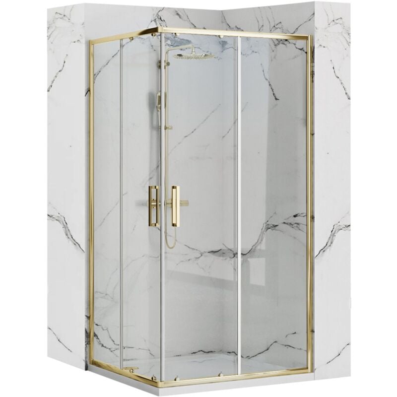 foto del prodotto rea cabina doccia punto 80x100 gold piatto doccia savoy white