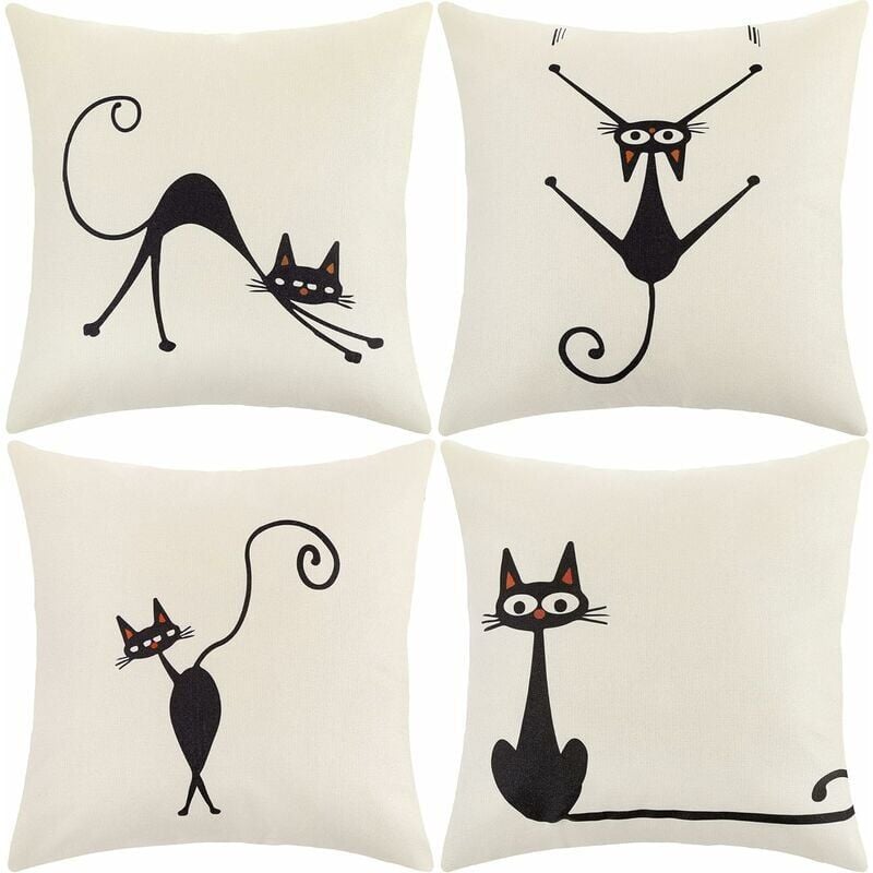 foto del prodotto copricuscino 45x45 federa set di 4 copricuscini decorativi fiori vita marina pianta tropicale motivo per divano poltrona soggiorno gatto cotone lino 