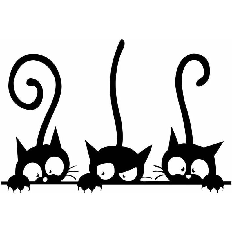foto del prodotto pz tre divertenti gatti adesivo da parete in pvc creativo impermeabile rimovibile decorazioni adesivi da parete arte murale adesivo da parete