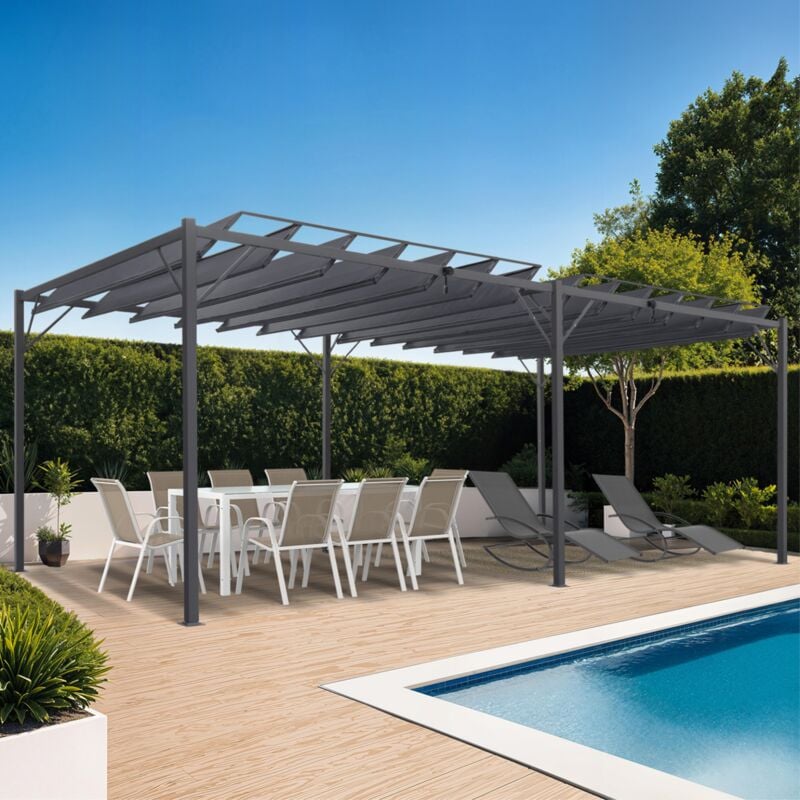 foto del prodotto pergola a lamelle orientabili 3x6 m grigio antracite