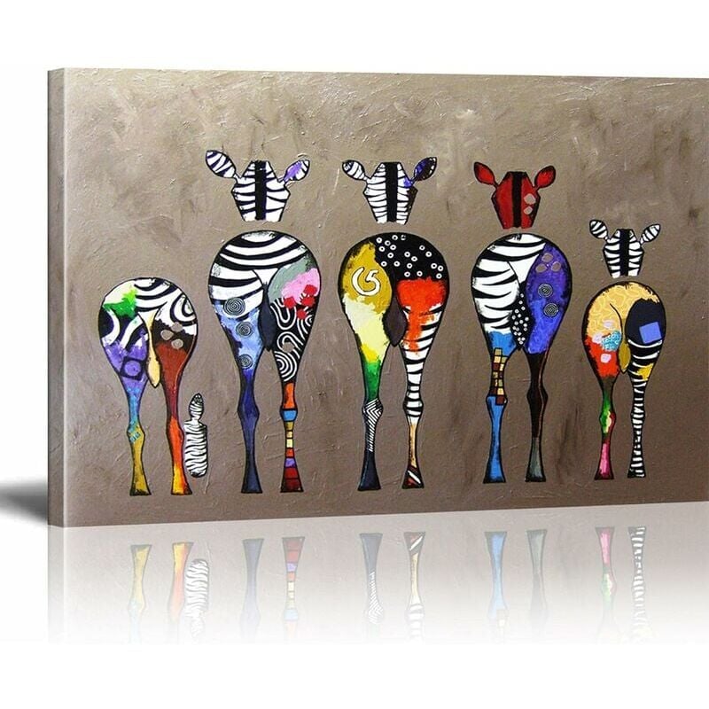 foto del prodotto rapanda banksy dipinto su tela zebra mandria colorata posteriori street art graffiti decorazione artistica su tela stampa su tela pittura moderna