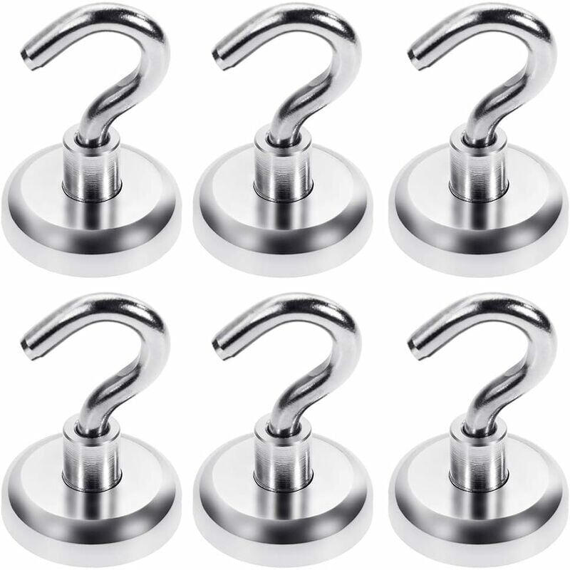 foto del prodotto forza del gancio magnetico 34 kg ganci magnetici al neodimio ganci magnetici extra forti 6 pezzi