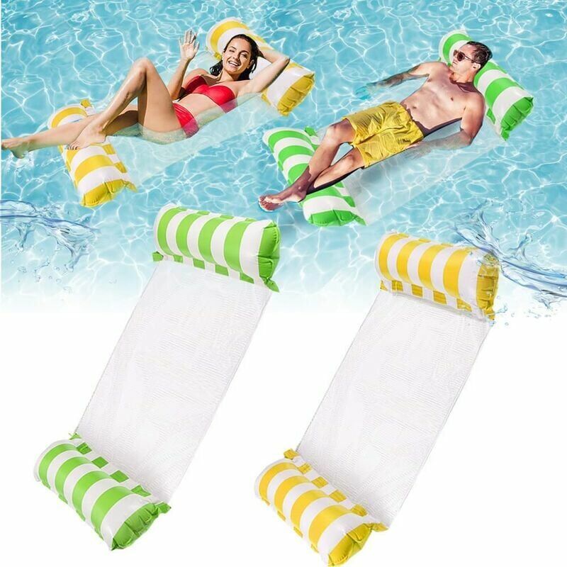 foto del prodotto pezzi di letto galleggiante gonfiabile pieghevole, amaca d acqua, sedia a sdraio da piscina, materasso ad aria, amaca gonfiabile da piscina, amaca