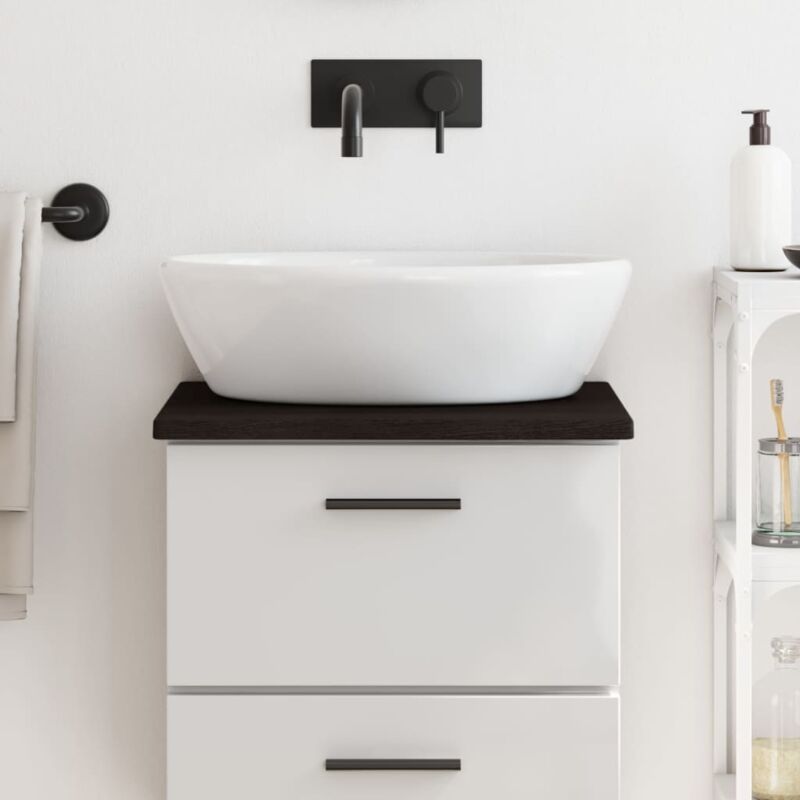 foto del prodotto vidaxl piano bagno marrone scuro 40x40x2 cm legno massello trattato