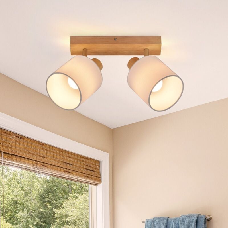 foto del prodotto gbly plafonnier 2 ampoule corridoio spot plafoniera vintage legno plafoniera spot parete girevole 350 e14 max.25w lampada per soggiorno camera da