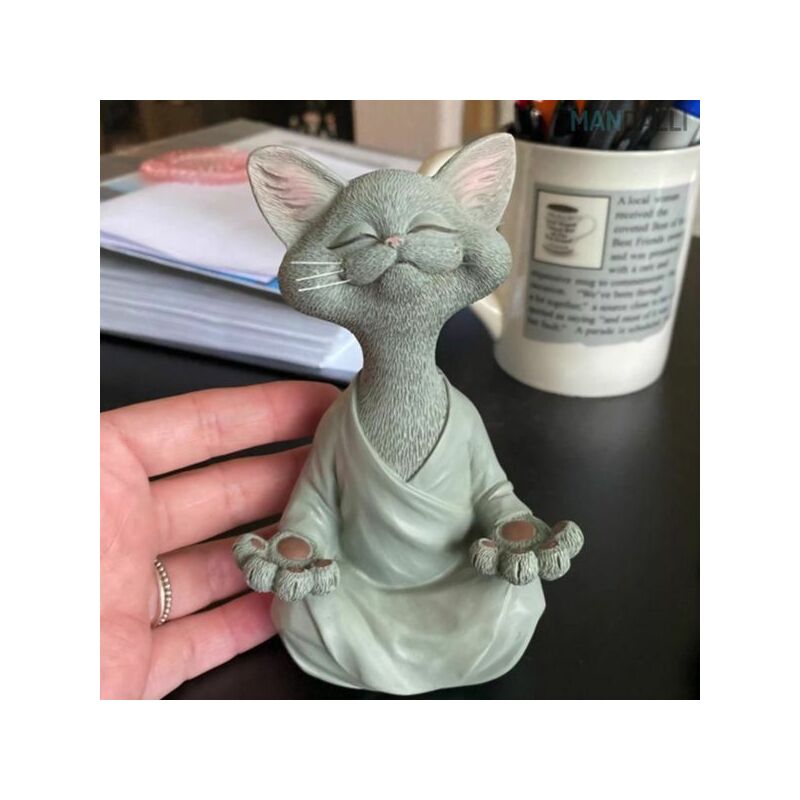 foto del prodotto rapanda statua di meditazione statua di gatto zen yoga decorazione figura resina meditazione decorazione yoga feng shui ornamento scultura