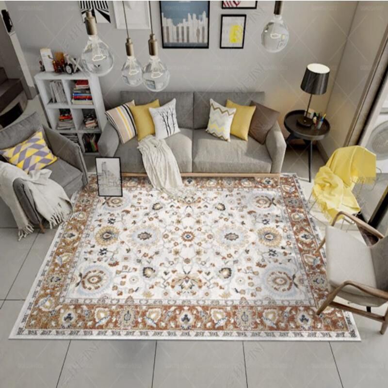 foto del prodotto rapanda tappeto lavabile per soggiorno, stile boh mien vintage, dimensioni queen, tappeto sottile, stampa floreale vintage, tappeto per interni,