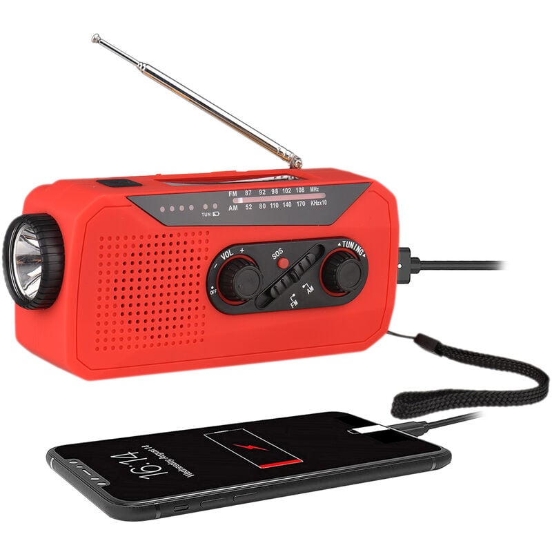 foto del prodotto decdeal radio solare a carica radio solare di emergenza radio alimentata a manovella con batteria ricaricabile allarme sos am fm torcia luminosa