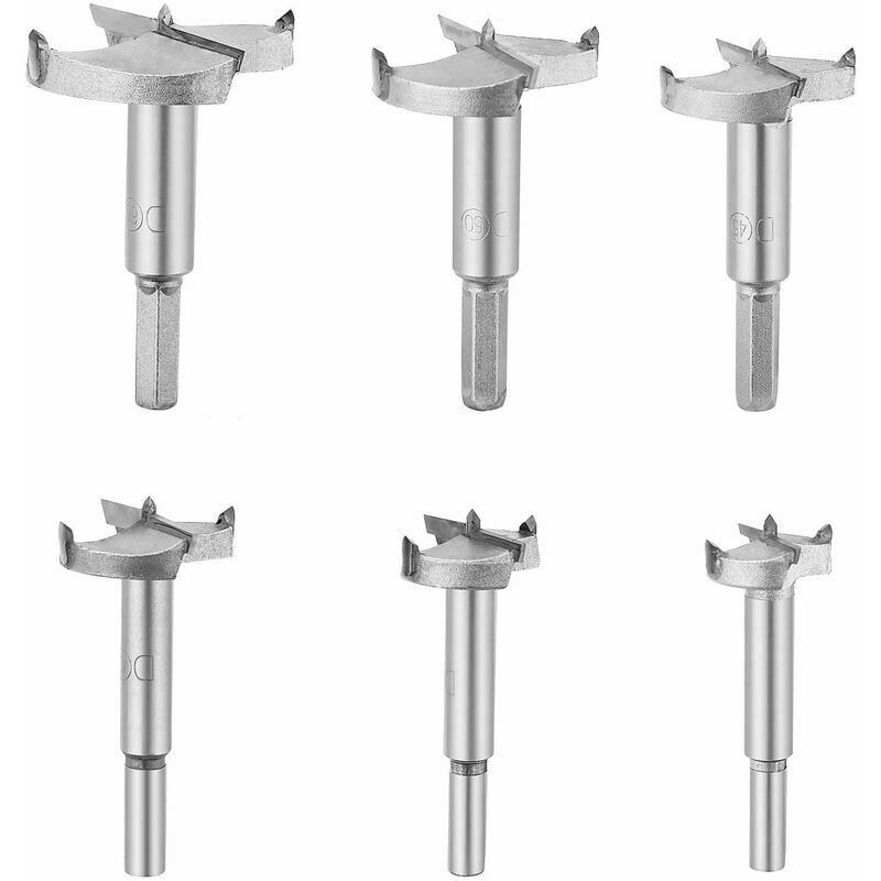 foto del prodotto 6 punte da trapano, svasatore per legno in carburo diametro 30 35 40 45 50 60 mm, per la lavorazione del legno che forma fori, montaggio di porte a