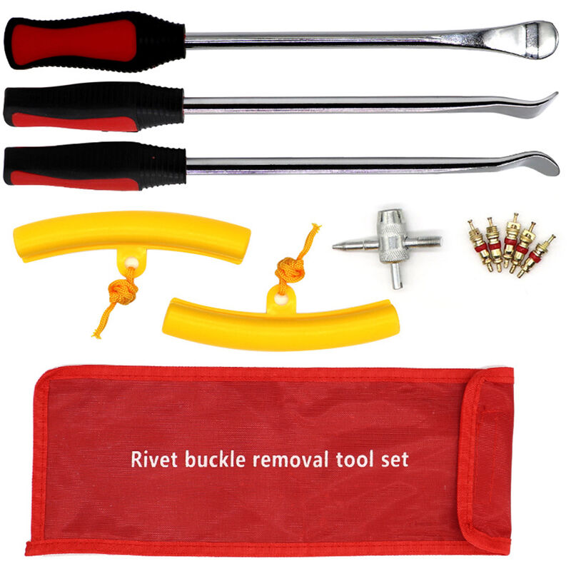 foto del prodotto decdeal set leva pneumatici per bici, moto, cucchiaio per pneumatici, strumento per cambio pneumatici, strumenti di riparazione per rimozione