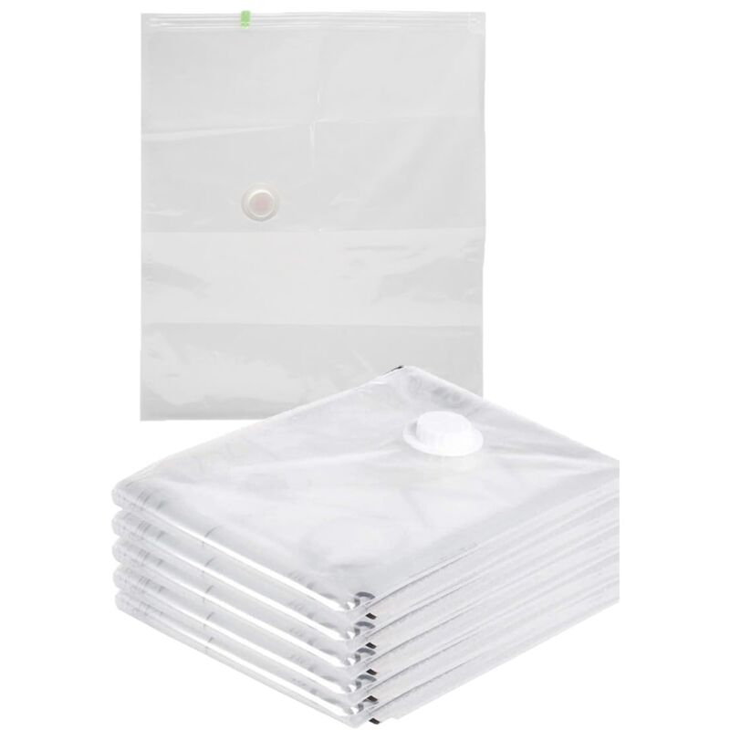 foto del prodotto confezione da 6 sacchetti sottovuoto per vestiti, sacchetti sottovuoto trasparenti per vestiti trapuntati 40 x 50 cm 