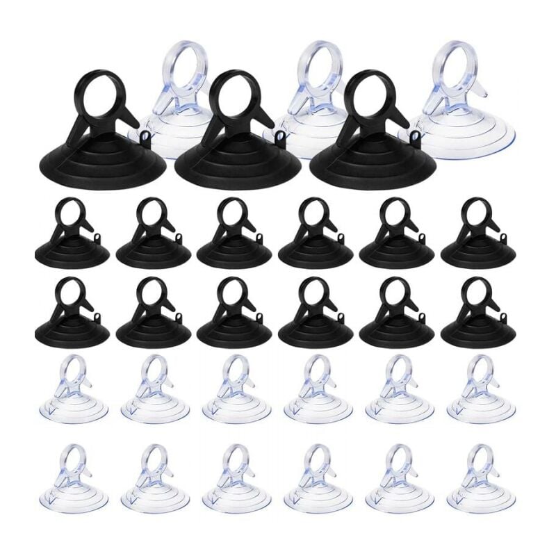 foto del prodotto 60 ventose per visiera parasole, ventose da 45 mm senza ganci, ventose in pvc, mini ventose nere trasparenti, ventose per finestre
