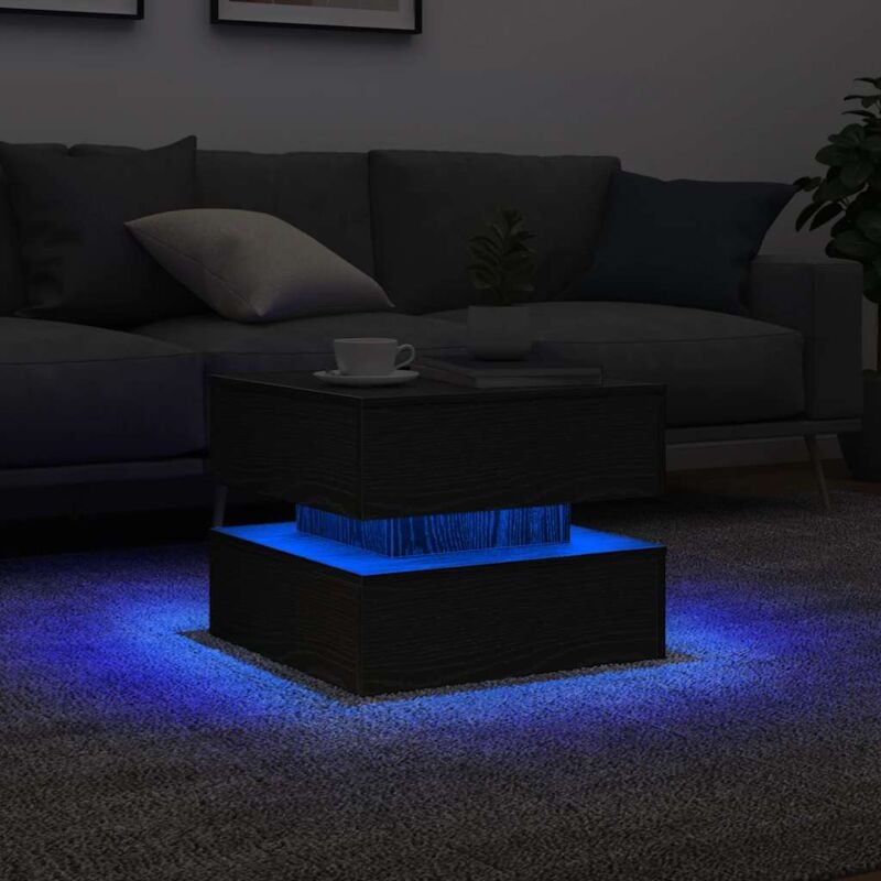 foto del prodotto vidaxl tavolino da salotto con luci led rovere nero 50x50x40 cm