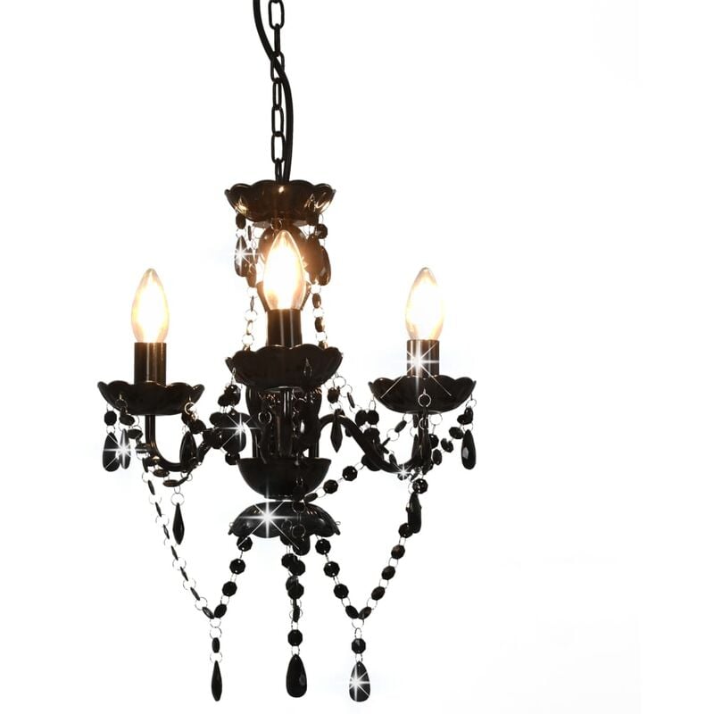 foto del prodotto furniture limited lampadario con perline nero tondo 3 e14