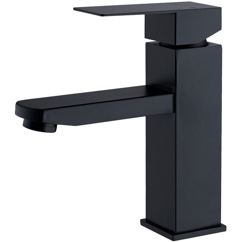 immagine 0 del prodotto cyslmuk rubinetto per lavabo con maniglia quadrata in acciaio inossidabile nero, rubinetto per lavaggio a mano staccabile con acqua calda e fredda,