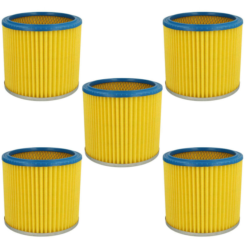 foto del prodotto 5x filtro a pieghe piatte compatibile con herkules auqa steel 40, 3001, , aqua steel 50, 3000, 6309 p, 4001 aspirapolvere blu giallo vhbw
