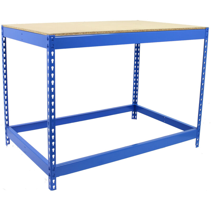 foto del prodotto banco tavolo da lavoro in metallo simon rack senza viti colore blu legno 900x1200x450 mm made in spain