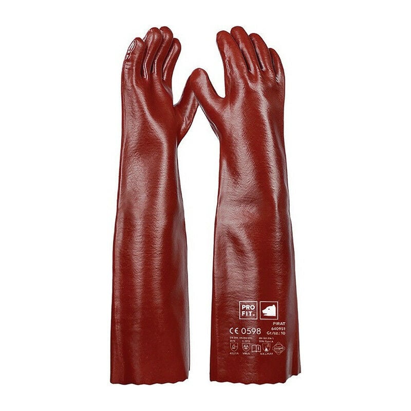 foto del prodotto profit guanti di protezione chimica pirata misura 10 pvc rosso marrone en 388. e confezione da 6 